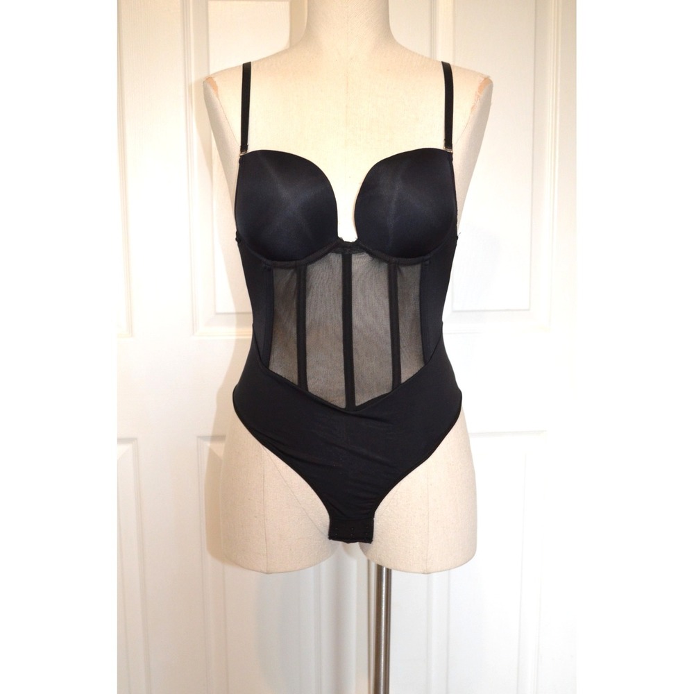 Nwt's Micas‎ Black Underwire Sheer Mesh Teddy Lingerie Women's Small